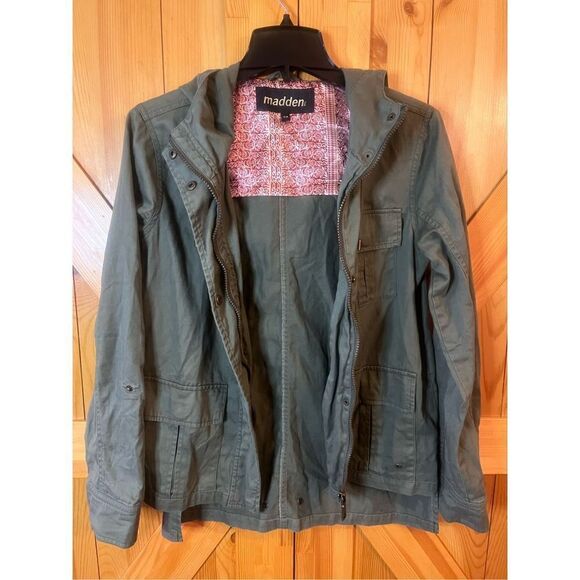 Madden Womens Jacket Size S Olive Green Army Utility Lightweight Hooded (1074) - Picture 2 of 5
